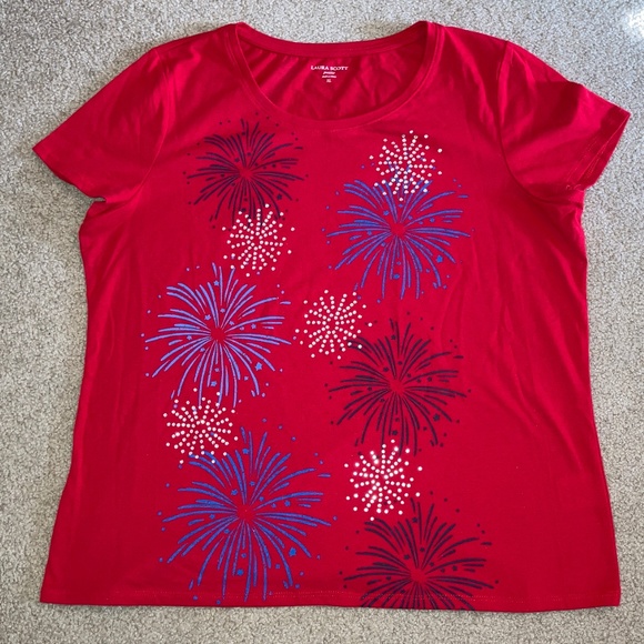 size Petite XL, bust up to 44” inches, patriotic fireworks 💥 shirt, like new co - Picture 7 of 11
